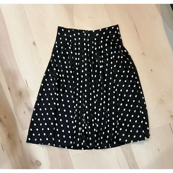 COPY- Anthropologie Eva Franco Black White Polka Dot Midi Skirt NWT Retro Chic - Picture 1 of 6